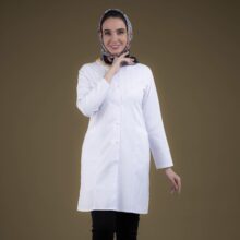 روپوش پزشکی یقه ایستاده مدل خطی