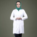 روپوش پزشکی سفید زنانه مدل جیب موبایل